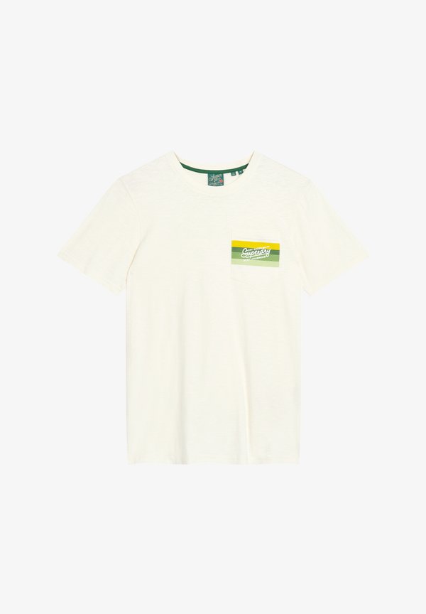 Superdry & Co CALI STRIPED - Print T-shirt - off white slub