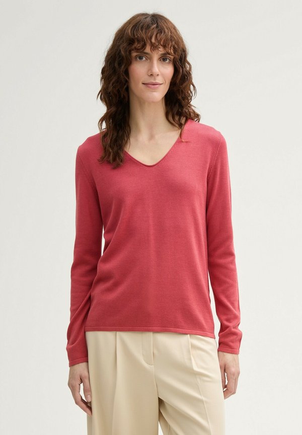 TOM TAILOR BASIC V-NECK - Jumper - berry red