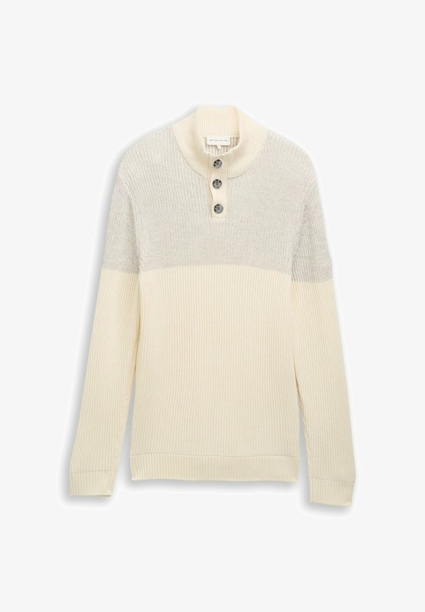 TOM TAILOR Jumper - offwhite grey plated mouline