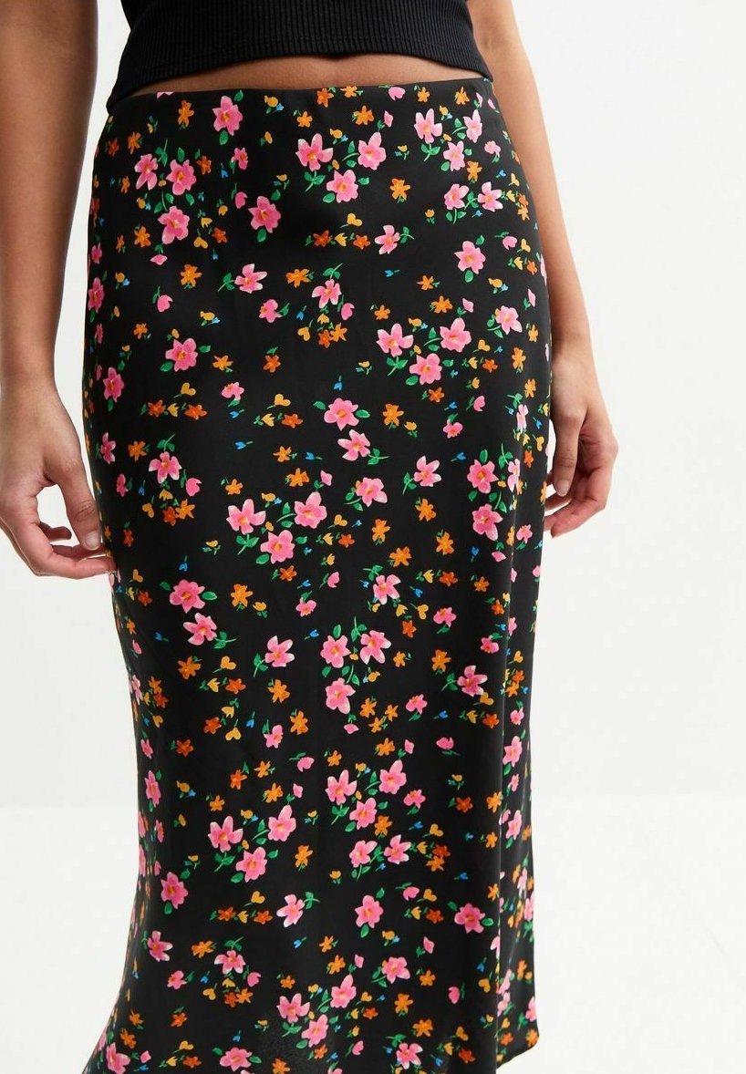 New Look FLORAL PRINT BIAS CUT MIDI