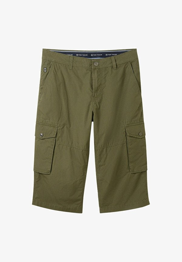 TOM TAILOR BERMUDA MIT PRINT - Shorts - olive geometric structure