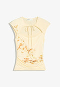 Bershka SPLIT WITH PRINT - TOP - Print T-shirt - yellow