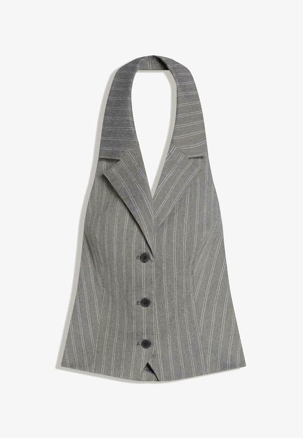 Bershka BENGALINE - Waistcoat - mottled dark grey