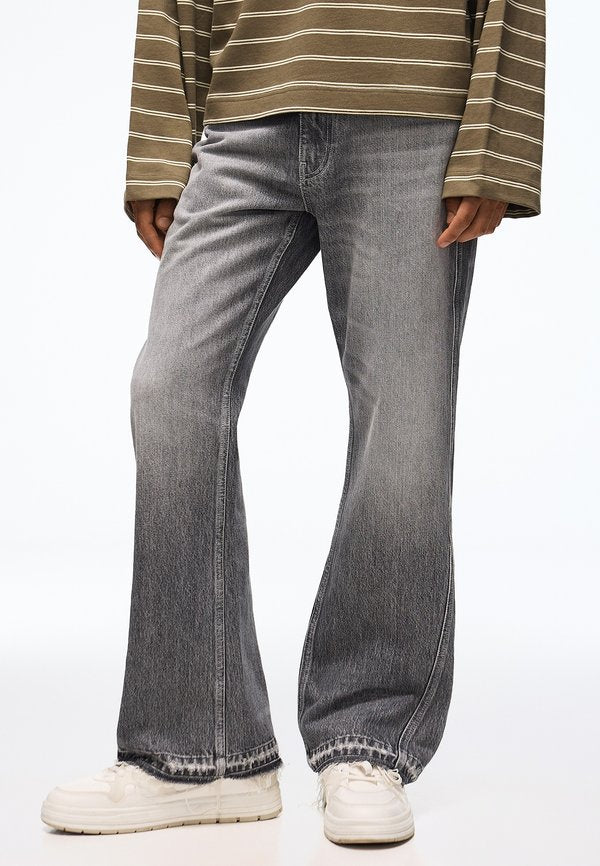 Bershka STRAIGHT-LEG FLARED - JEANS - Flared Jeans - grey