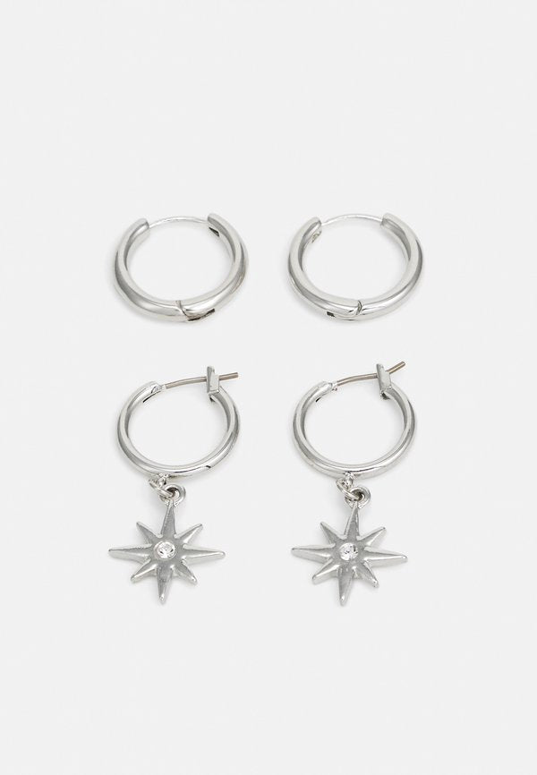 Jack & Jones JACAMOS EARRINGS UNISEX 2 PACK - Earrings - silver-coloured