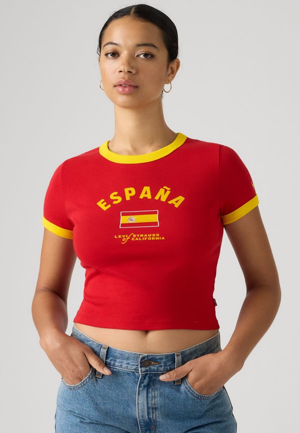 Levi's® FOOTBALL RINGER - Print T-shirt - red/yellow