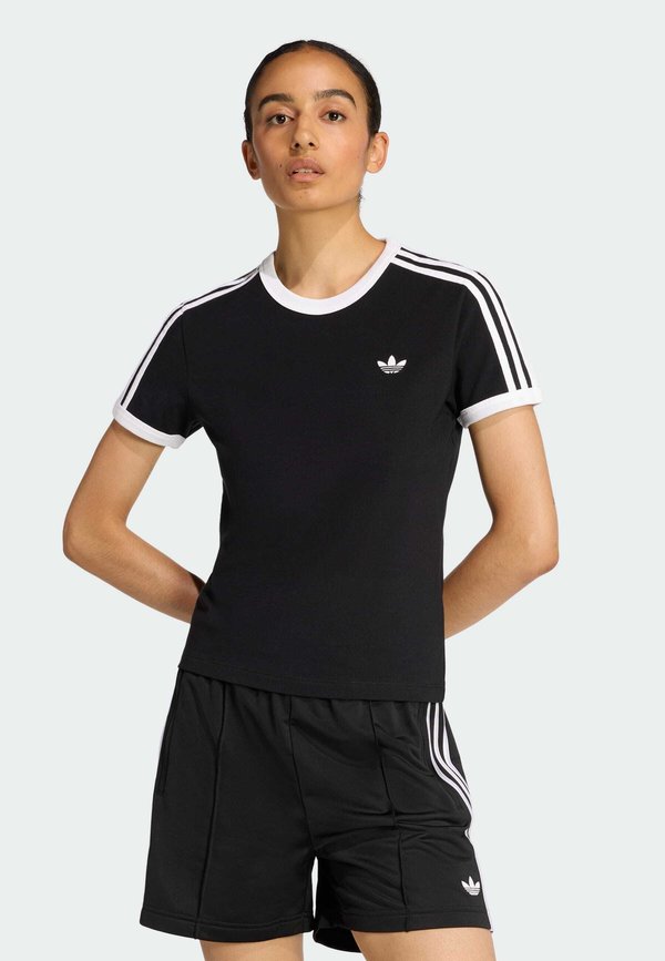 adidas Originals 3-STRIPES SLIM T-SHIRT - Print T-shirt - black/white