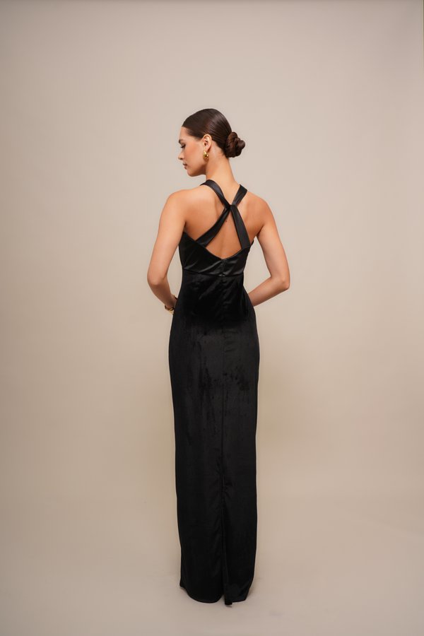 WAL G. ZARIA KNOT ONE SHOULDER MAXI
