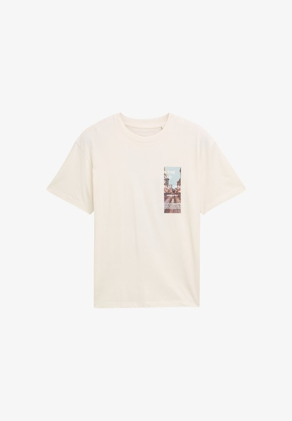TOM TAILOR KURZARM - Print T-shirt - weiß