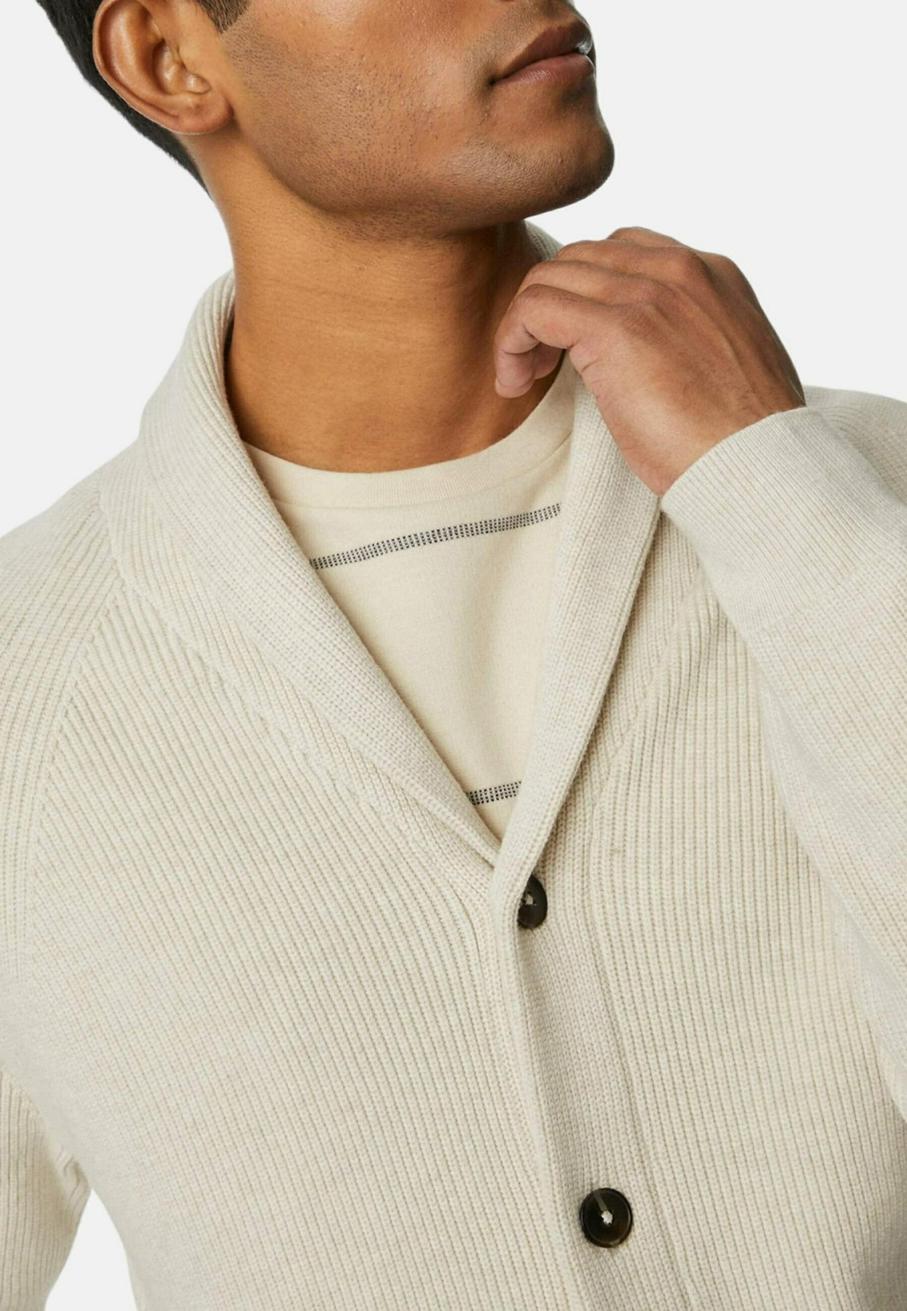 Marks & Spencer Cotton Blend Ribbed Shawl Collar