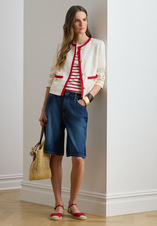 Lauren Ralph Lauren TWO-TONE LINEN-BLEND TWILL BLAZER