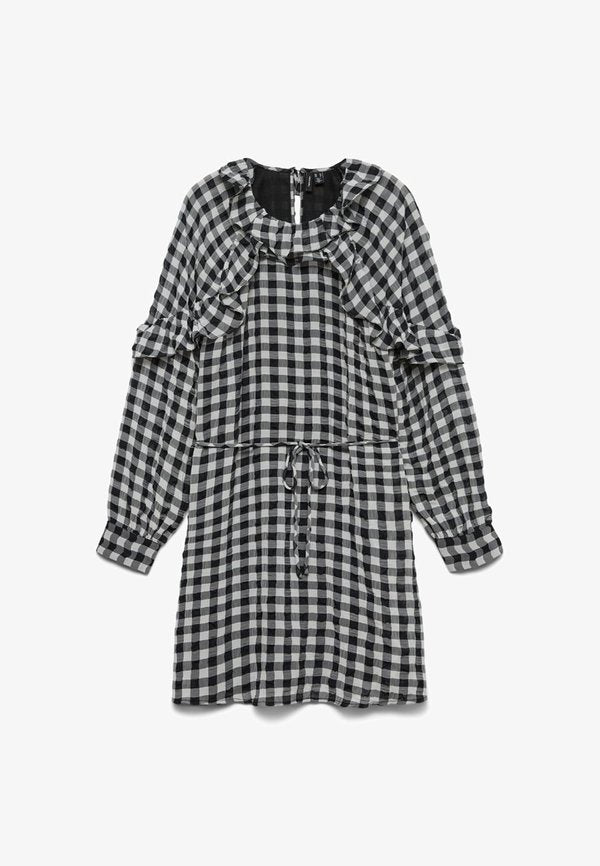 Vero Moda VMSIA SHORT FLOUNCE DRESS - Day dress - black/cloud dancer