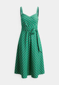 Lauren Ralph Lauren STRIPED BELTED COTTON SLEEVELESS DRESS