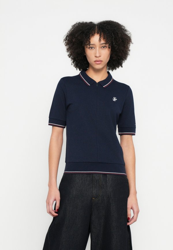 Tommy Hilfiger REGULAR FIT PIQUE ZIP POLO SHIRT - Polo shirt - dark night navy