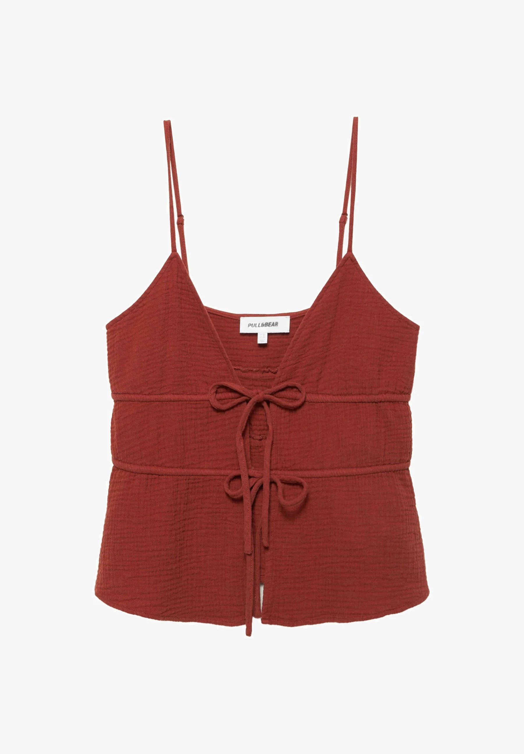 PULL&BEAR TEXTURED STRAPPY - TOP - Top - red