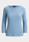 Lauren Ralph Lauren RIB-KNIT COTTON-BLEND BOATNECK TEE