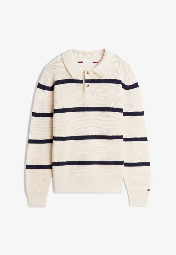 Tommy Hilfiger WAFFLE STRUCTURE RUGBY - Jumper - ivory petal/carbon navy