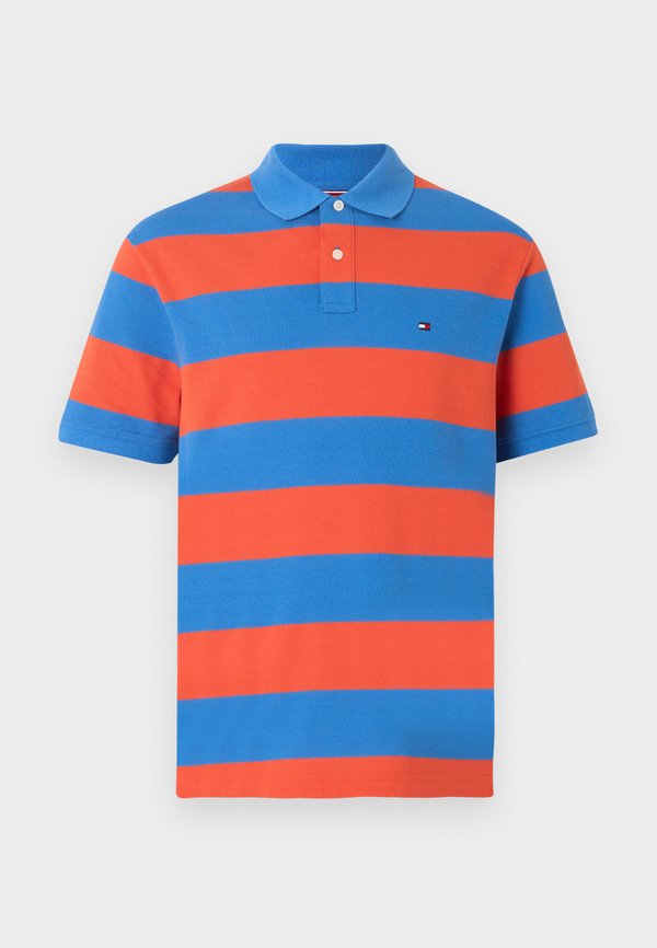 Tommy Hilfiger BLOCK STRIPE - Polo shirt - brilliant orange/blue orbit