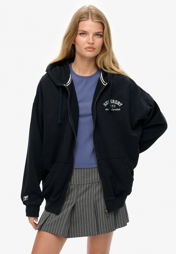 Superdry & Co ATHLETIC ESSENTIALS - Zip-up sweatshirt - eclipse navy off white