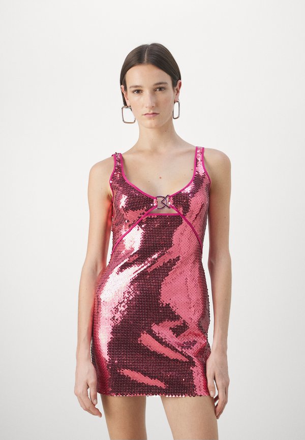 David Koma LOGO BUCKLE SEQUIN MINI DRESS