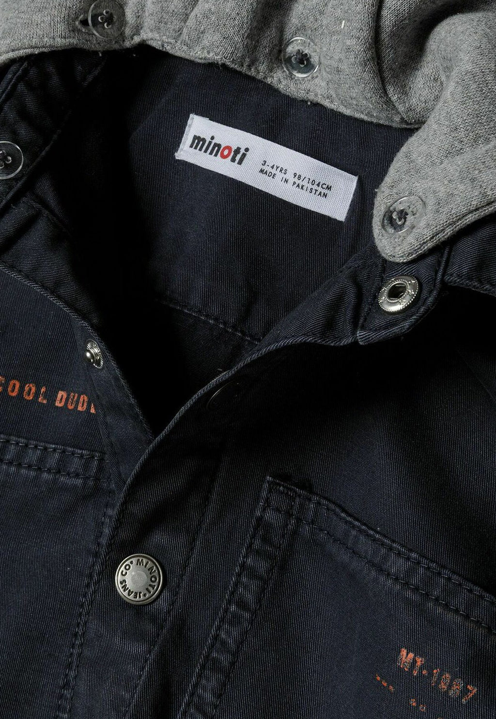 MINOTI DENIM LONG SLEEVE WITH DETACHABLE HOOD