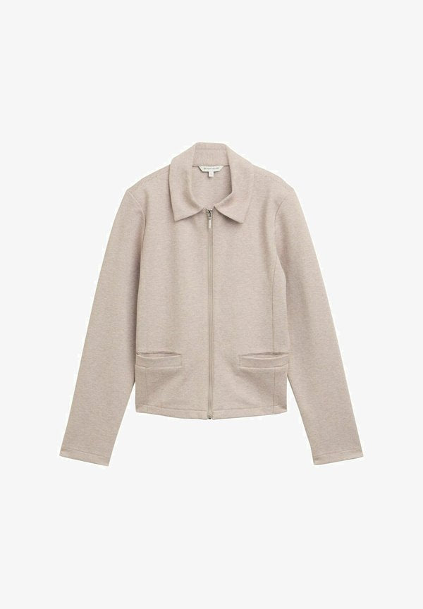 TOM TAILOR REGULAR FIT MIT REISSVERSCHLUSS - Summer jacket - soft taupe melange