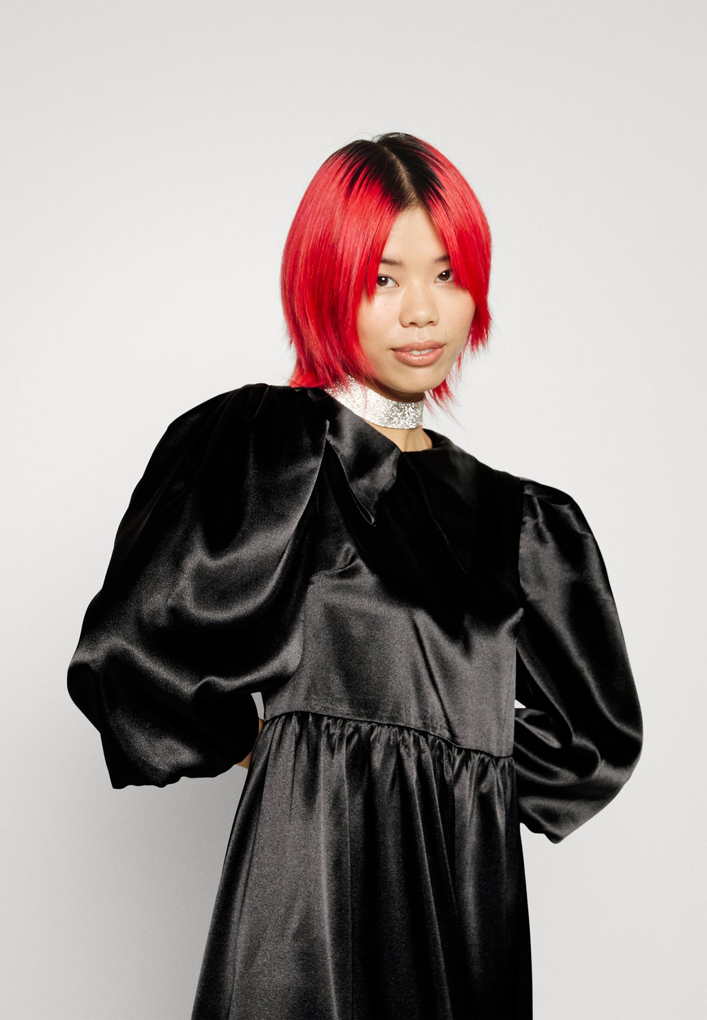 Glamorous MIDAXI STATEMENT COLLAR DRESS WITH PUFF SLEEVES