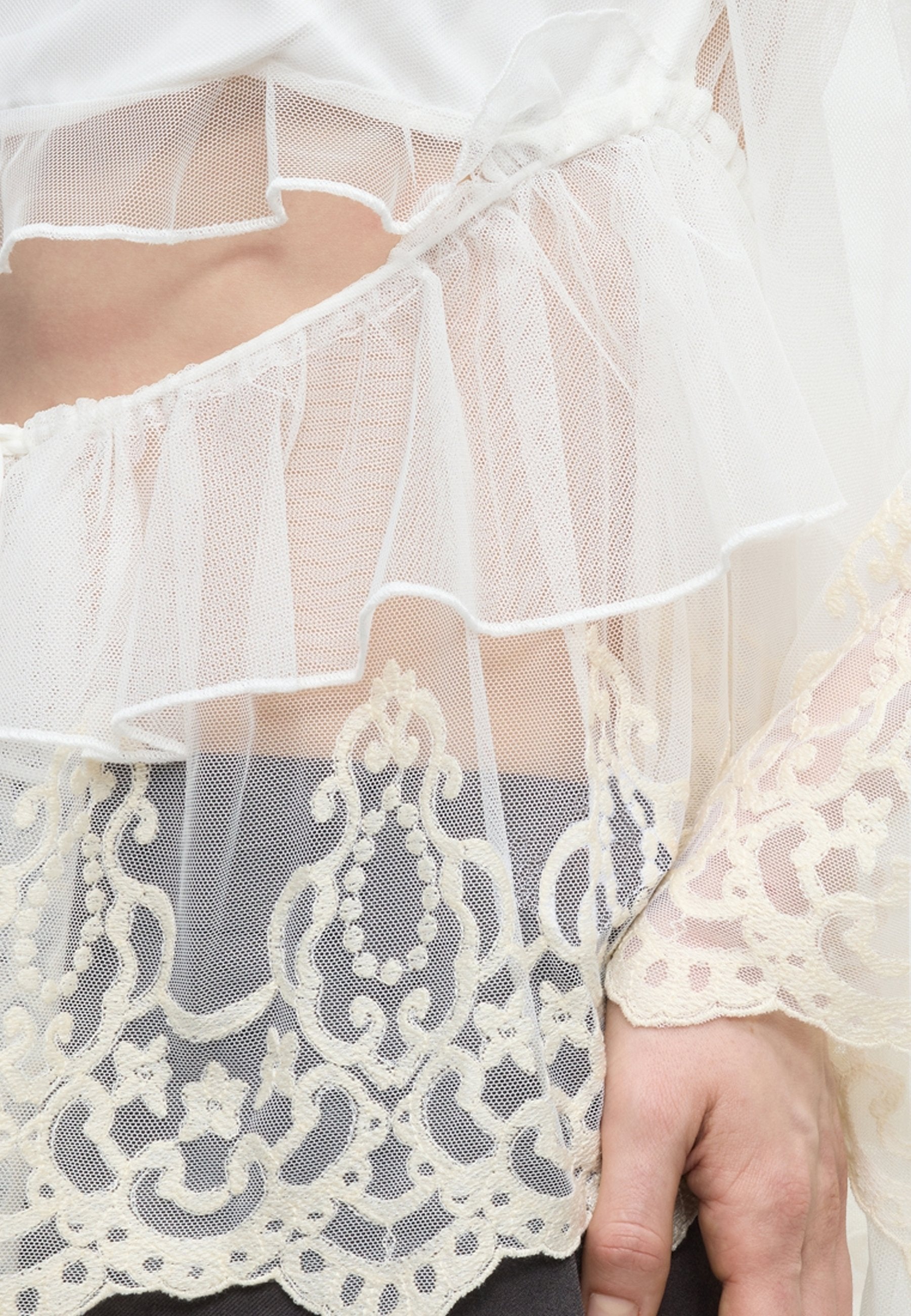Bardot ANYSSA LACE EDGE RUFFLE BLOUSE