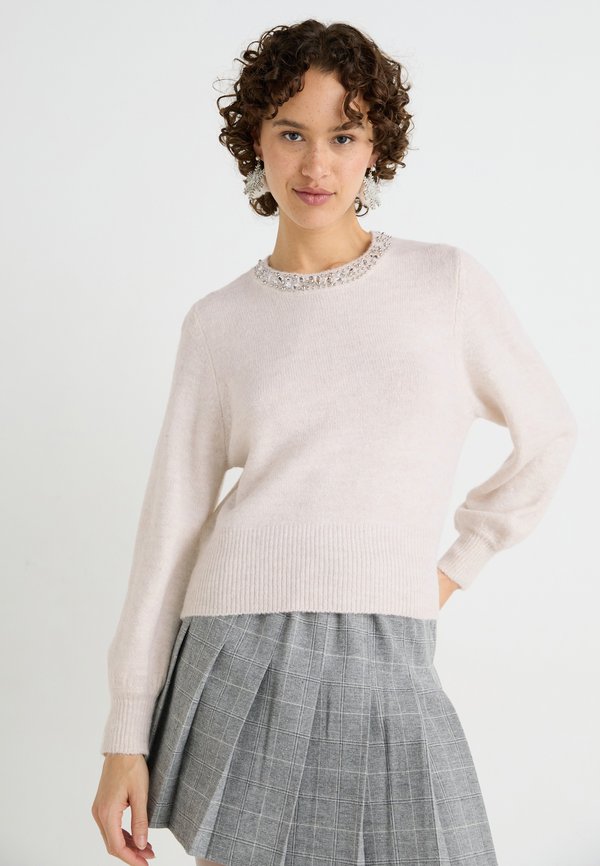 ONLY ONLELSA - Jumper - pumice stone/white melange