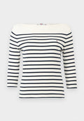 Tommy Hilfiger SLIM FIT - Long sleeved top - ecru/dark night navy