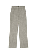 Hellgraue Hose aus strukturiertem Stoff mit geradem Beinschnitt, Fronttaschen und Reißverschluss. Sauberer, maßgeschneiderter Look.