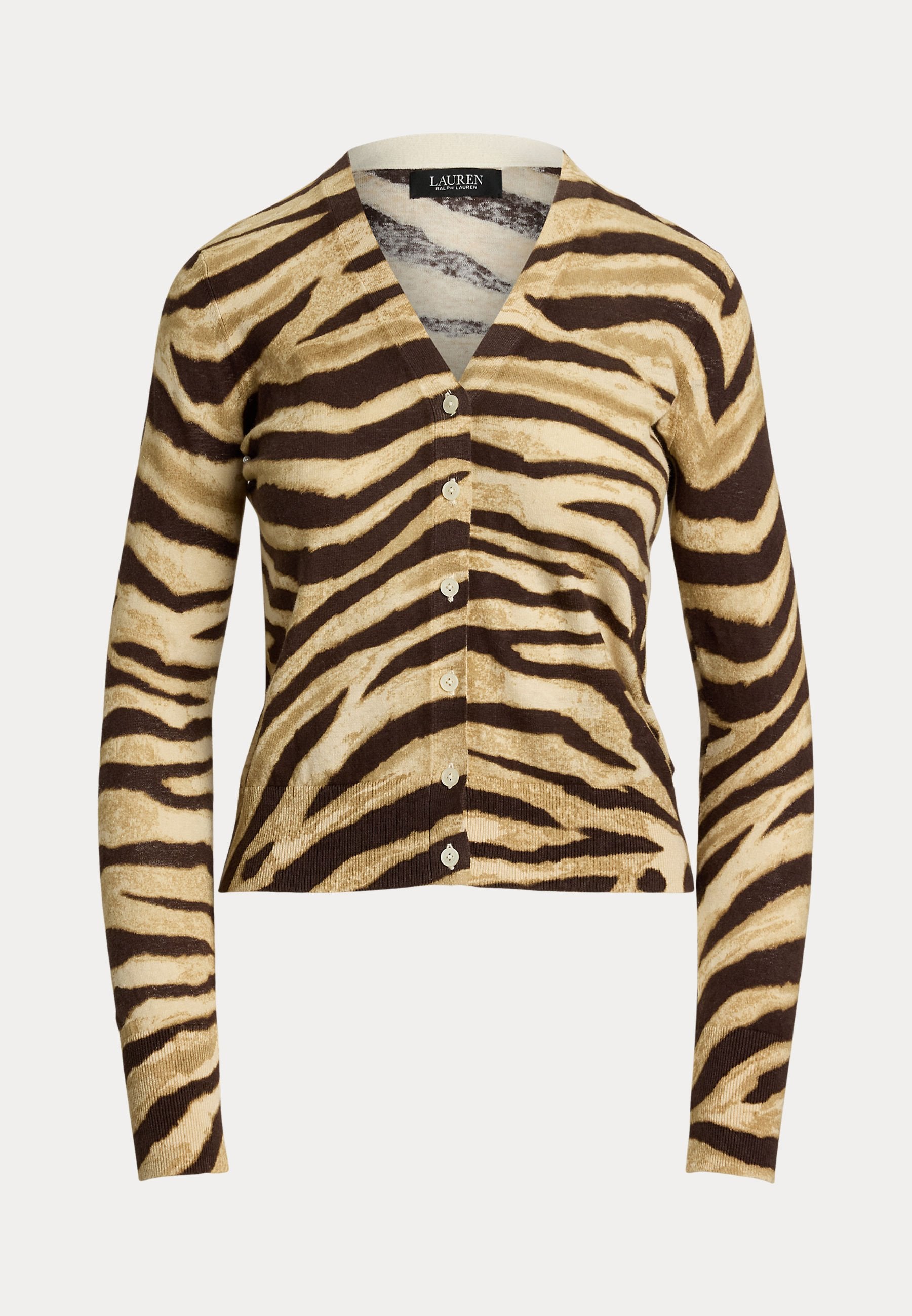 Lauren Ralph Lauren Zebra Print Linen Cotton Cardigan