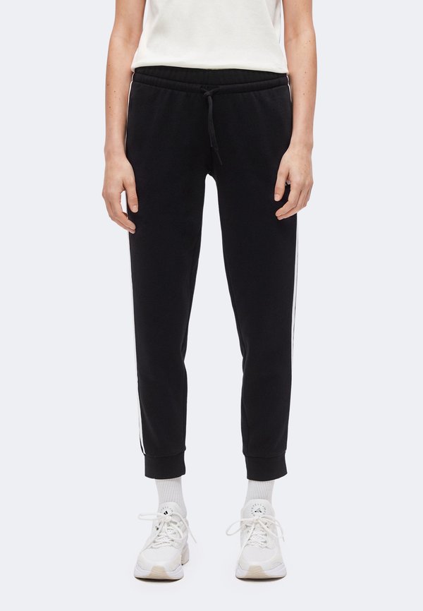adidas Sportswear ESSENTIALS 3 STRIPES SLIM PANTS - Tracksuit bottoms - black/white