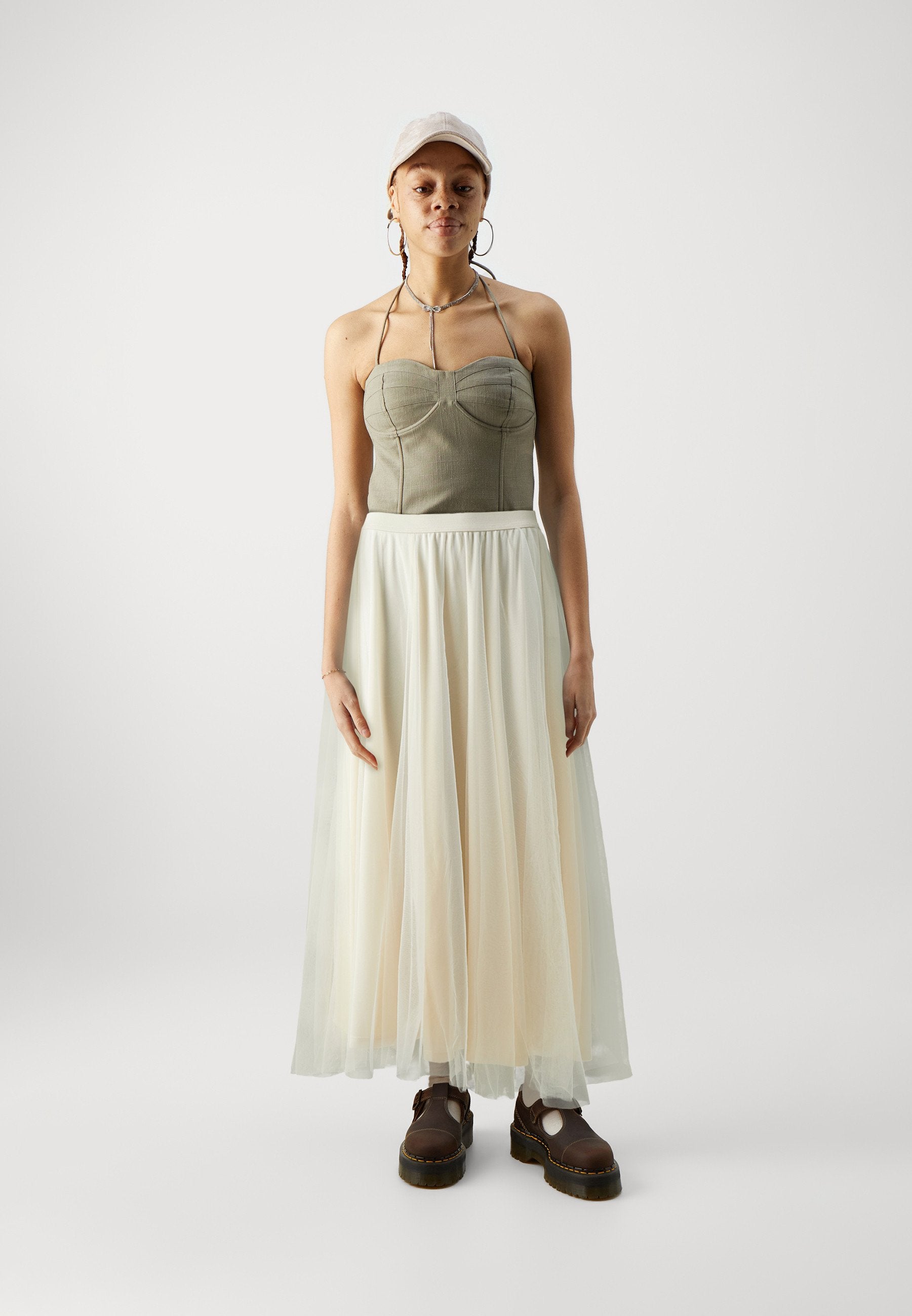 VILA VITYL PLAIN MIDI SKIRT