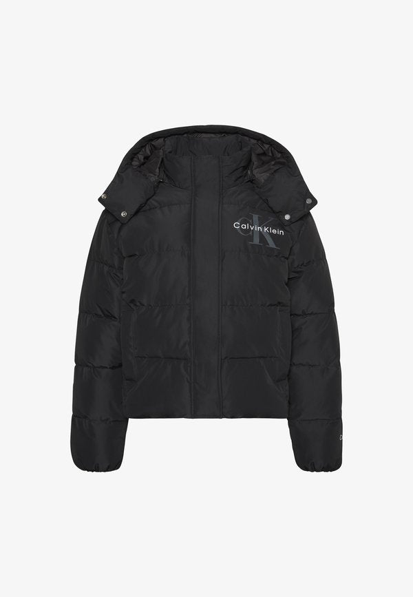 Calvin Klein Jeans MATTE MONOLOGO SHORT PUFFER - Winter jacket - black