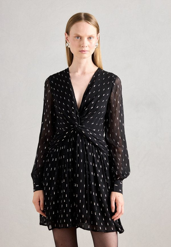 Scotch & Soda LONG SLEEVE MINI DRESS WITH DRAPED FRONT