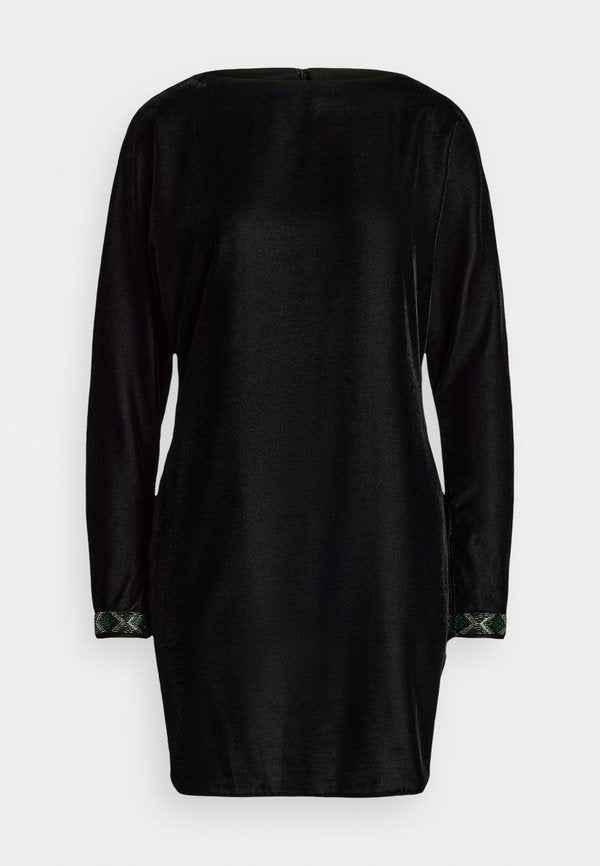 Lauren Ralph Lauren BEADED-TRIM VELVET COCKTAIL DRESS