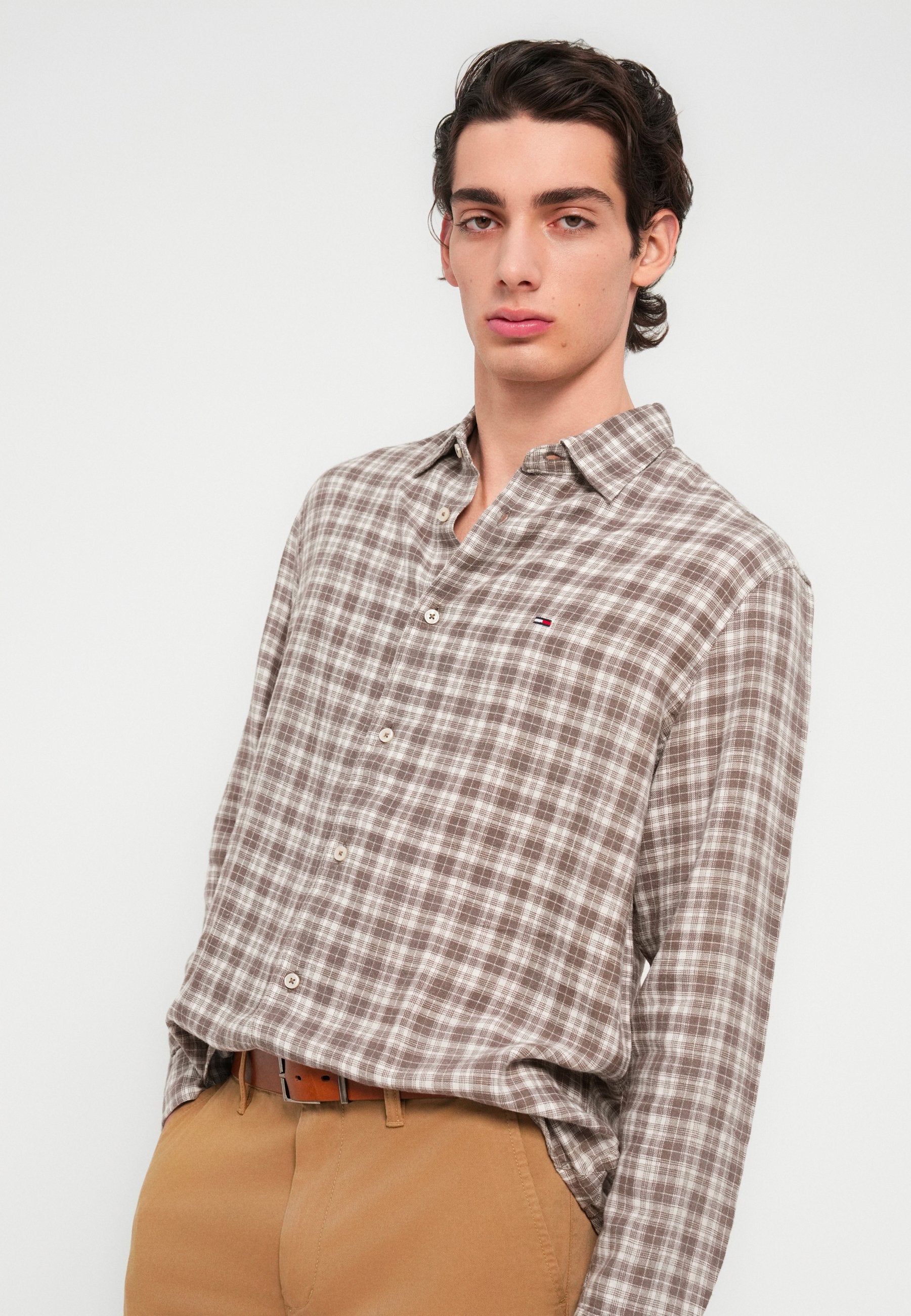 Tommy Jeans RELAXED FIT CHECK LINEN BLEND SHIRT