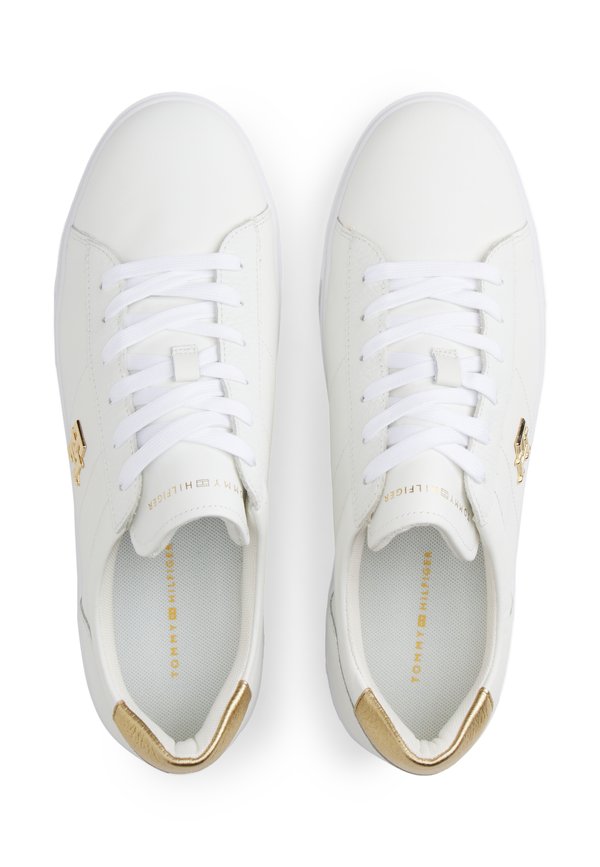 Tommy Hilfiger METALLIC HEEL LEATHER PLATFORM COURT TRAINERS