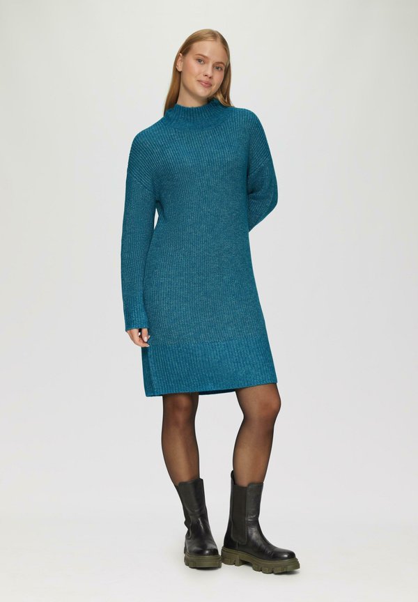 s.Oliver MIT ROLLKRAGEN UND ÜBERSCHNITTENEN SCHULTERN - Jumper dress - petrol