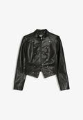 Bershka JACKET WITH BUTTON DETAIL - Faux leather jacket - blue-grey