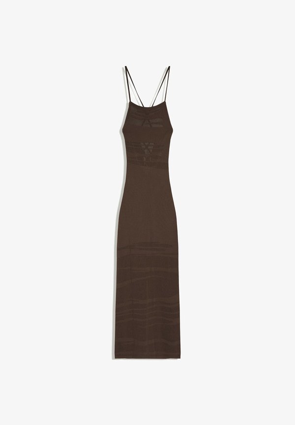 Bershka MIDI OPEN-BACK DRESS - Maxi dress - dark brown