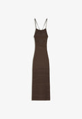 Bershka MIDI OPEN-BACK DRESS - Maxi dress - dark brown