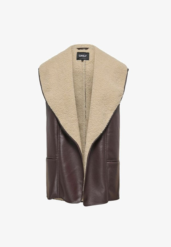 ONLY ONLDORA - Waistcoat - seal brown