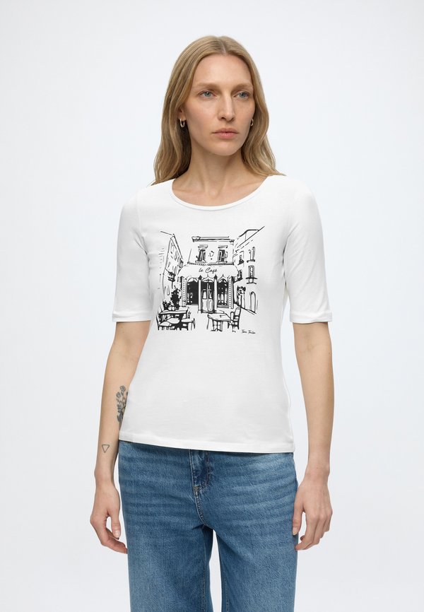 TOM TAILOR T-SHIRT CREW NECK WITH PRINT - Print T-shirt - whisper white