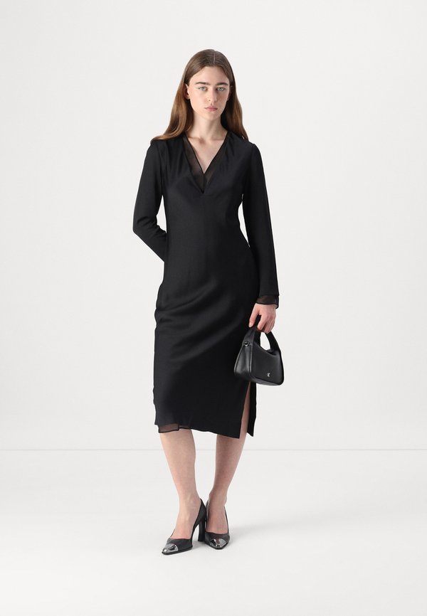 Calvin Klein SHEER PANEL SHIFT MIDI DRESS