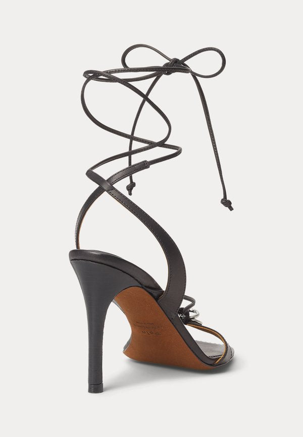 Polo Ralph Lauren O-RING LEATHER WRAP HEELED SANDAL