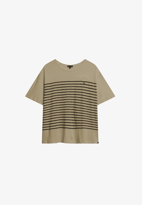 Superdry & Co STUDIOS DROPPED SHOULDER - Basic T-shirt - black beige stripe