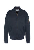 Marineblauer Bomberjacke mit Reißverschluss, Seitentaschen, gerippten Bündchen und einer Brusttasche mit dezentem Logo. Glattes, strapazierfähiges Material.