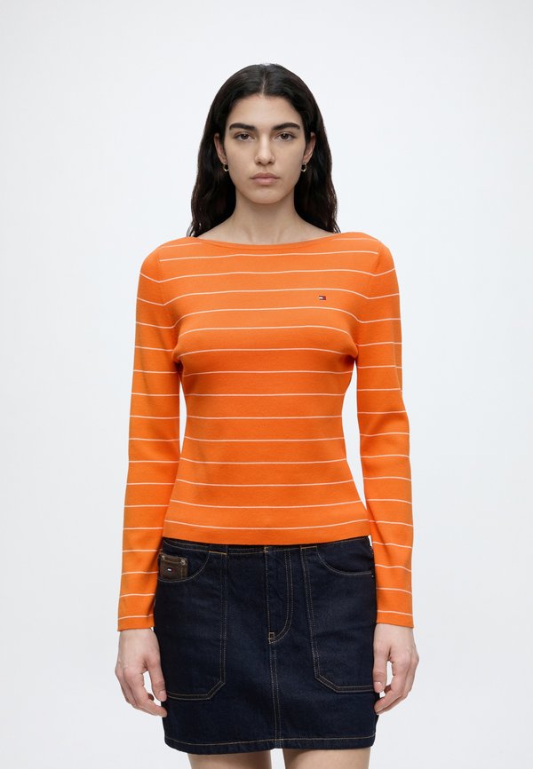 Tommy Hilfiger FULL NEEDLE BOAT - Jumper - fine stp orange thunder / ecru